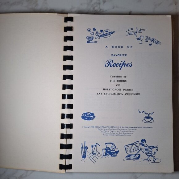 Bay Settlement Wisconsin Parish Cook Book Recipes Scratch Holy Cross Vintage 80s - Picture 3 of 12
